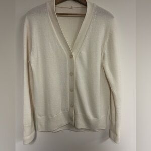 MUJI 100% Wool Ivory Cream V-Neck Cardigan Preppy Academia Nerdcore Men’s Size S